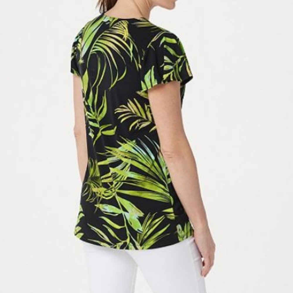 Susan Graver Liquid Knit Flutter Sleeve Top 1429 - Picture 2 of 2